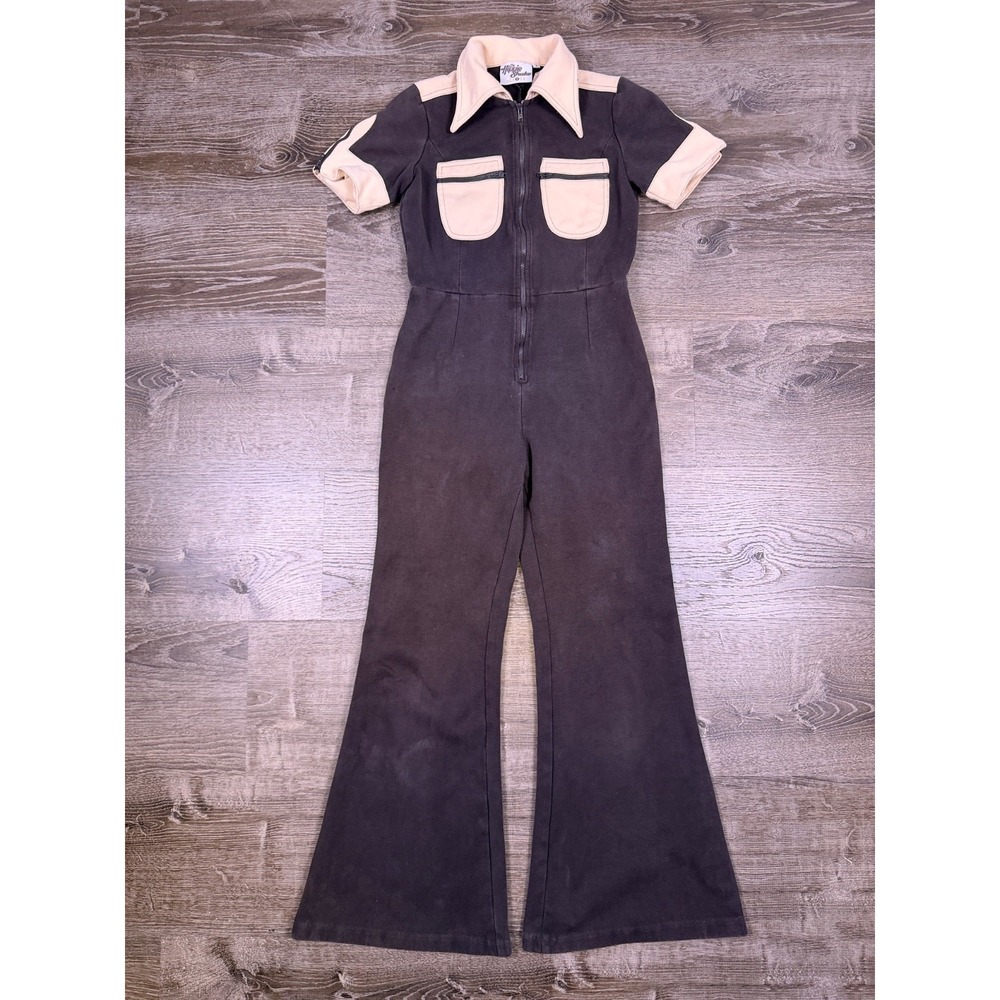 The Hippie Shake Brown Flare Leg Retro 70s Style Jumpsuit Sz 6 Disco Read!